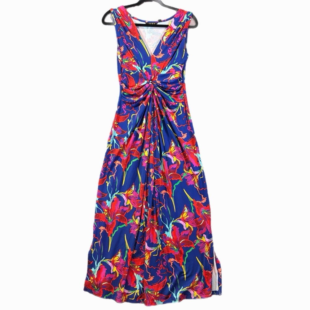 NWT IMAN Global Chic Maxi Dress S Colorful Travel Vacation Beach‎ Party NEW